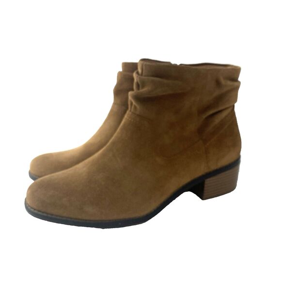 Womens Vionic Size 9.5 Boots Brown Suede Slouch Ankle Weather Resistant Comfort - Picture 2 of 12